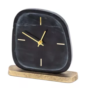 Dekoracyjny zegar stołowy zdobiony marmurowym wzorem Eurofirany