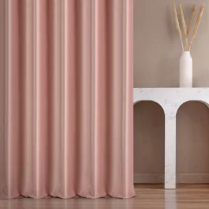 Zasłona szyta na taśmie fala pudrowa z miękkiej półmatowej tkaniny welwetowej