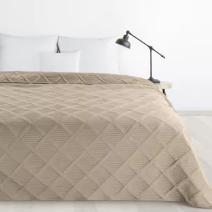 Narzuta beżowa 200x220 cm z geometrycznym wzorem wykonana techniką hot press ALARA 5 DESIGN 91 Eurofirany