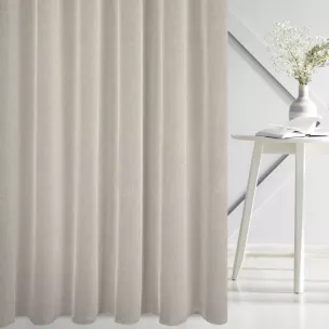 Firana szyta na taśmie 5 cm naturalno srebrna z eleganckiej siatki w stylu glamour z połyskliwą nicią, wykończona obciążnikiem Italissima Eva Minge