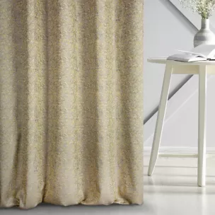Zasłona szyta na taśmie fala DORIANA srebrno musztardowa z tkaniny o dwukolorowym nieregularnym wzorze