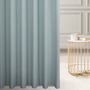 Firana szyta na tunelu miętowa z półmatowej etaminy z efektem melanżu, wykończona obciążnikiem