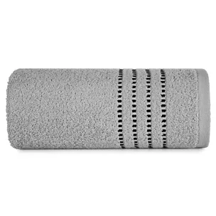 Ręcznik kąpielowy 50x90 cm bawełniany kolor stalowy z ozdobnym stębnowaniem na bordiurze 500 g/m2 FIORE Eurofirany