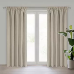 Zasłona ciemnobeżowa 100% zaciemniająca z tkaniny typu blackout 135x270 cm taśma SUZAN Eurofirany