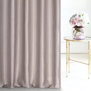 Zasłona szyta na tunelu pudrowo różowa z gładkiej, zaciemniającej tkaniny z wyraźnym splotem