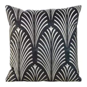 Poszewka na poduszkę 45x45 cm welwetowa z srebrnym nadrukiem grafitowa BLINK 27 Eurofirany