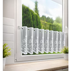 Tkanina firanowa zazdrostka zdobiona haftem roślinnym Eurofirany