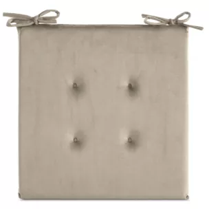 Poduszka na krzesło 40 x 40 x 3 cm welwetowa beżowa z ozdobnym pikowaniem i praktycznymi troczkami GAJA Eurofirany