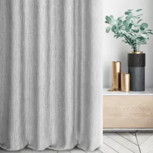 Zasłona szyta na taśmie fala popielato czarna z tkaniny o wyraźnym splocie z efektem melanżu