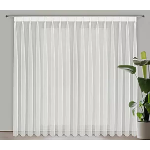 Firana kremowa z gładkiego mlecznego woalu wykończona szwem obciążającym VIOLET 250x230 cm flex 1:2 Eurofirany