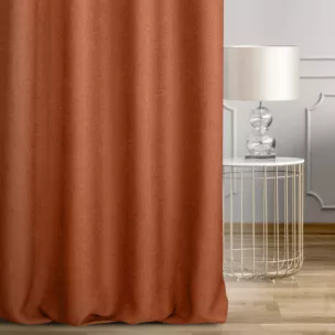 Zasłona szyta na taśmie fala ruda z tkaniny o naturalnym splocie w stylu eko