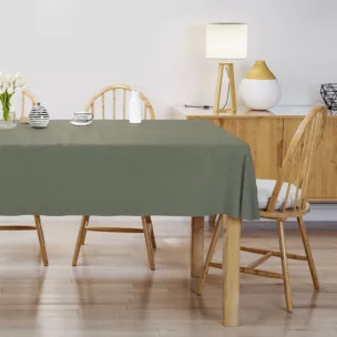 Obrus szyty STYLE stalowy o naturalnym charakterze, z widocznym, ozdobnym splotem