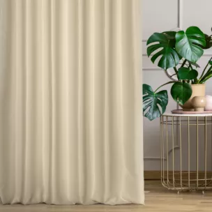 Zasłona szyta na taśmie fala kremowa z jednokolorowej gładkiej tkaniny