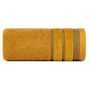 Ręcznik do rąk 30x50 cm bawełniany kolor musztardowy z delikatną ozdobną bordiurą 500 g/m2 AMANDA Eurofirany
