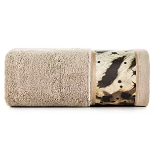 Ręcznik kąpielowy 50X90 cm bawełniany kolor beżowy z designerską bordiurą 500 g/m2 EVA 15 Eva Minge Eurofirany