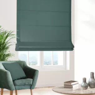 Roleta rzymska morska z gładkiej zaciemniającej tkaniny typu dimout