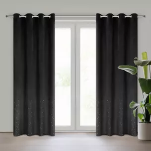 Zasłona czarna z kryształkami i welwetowej tkaniny 140x250 cm przelotka ARIADNA Eurofirany
