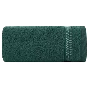 Ręcznik do rąk 30x50 cm bawełniany kolor ciemnozielony zero twist z bordiurą w paski 400 g/m2 RIKI Eurofirany