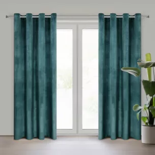Zasłona ciemnoturkusowa z tkaniny welwetowej 140x250 cm przelotka ROSA Design 91 Eurofirany