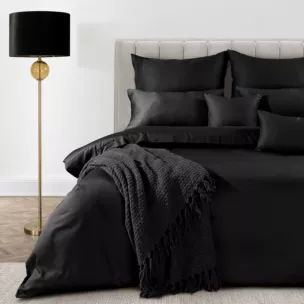 Pościel 140x200 cm z makosatyny bawełnianej kolor czarny Eva Minge Eurofirany