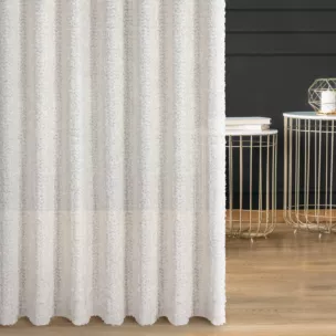 Zasłona szyta na taśmie fala kremowa z tkaniny z aplikacją