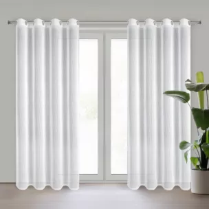 Firana biała z siateczkowej tkaniny o geometrycznym wzorze 140x250 cm przelotka - ADRI Eurofirany