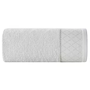 Ręcznik do rąk 30x50 cm bawełniany kolor srebrny zdobiony wzorem geometrycznym 500 g/m2 LAYLA Eurofirany