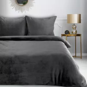 Pościel 220x200 cm gładka z polaru kolor stalowy FLANO Eurofirany