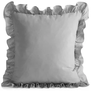 Poszewka na poduszkę 45x45 cm bawełniana z ozdobną falbanką srebrna Eurofirany