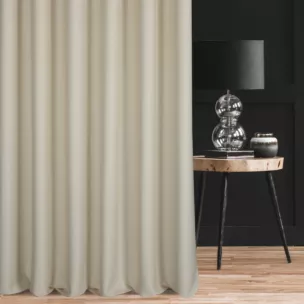 Zasłona szyta na flexach kremowa z miękkiej tkaniny o naturalnym splocie w stylu ekologicznym