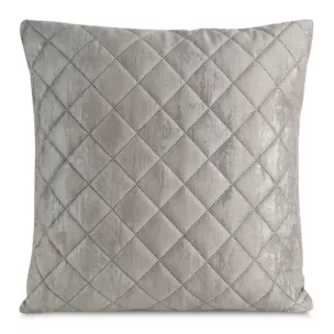 Poszewka na poduszkę 45x45 cm welwetowa pikowana metoda hot press zdobiona błyszczącym przecieranym nadrukiem beżowa BLINK 43 Eurofirany