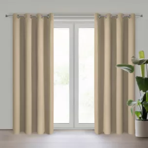 Zasłona beżowa z tkaniny typu dimout 140x250 cm przelotka NERISA Eurofirany
