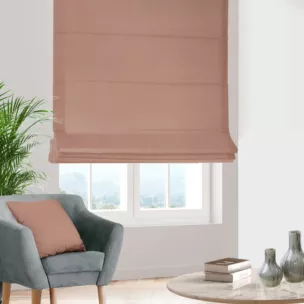 Roleta rzymska jasnowrzosowa z miękkiej półmatowej tkaniny welwetowej
