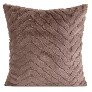 Poszewka na poduszkę 45x45 cm ciemnobeżowa futrzana z wytłaczanym wzorem KATE Eurofirany