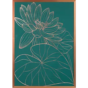 Obraz kwiatowy zielony z różowego złota z błyszczącym nadrukiem w miedzianej ramie 53x73 cm SALVIA 5 LIMITED COLLECTION