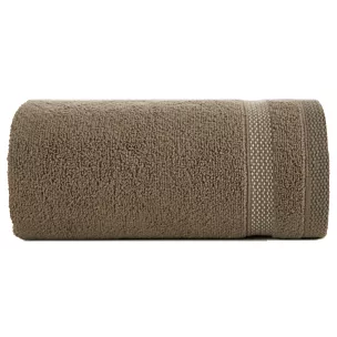 Ręcznik do rąk 30x50 cm bawełniany kolor jasnobrązowy zero twist z bordiurą w paski 400 g/m2 RIKI Eurofirany