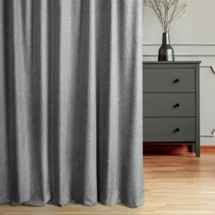 Zasłona szyta na flexach SAFIRA grafitowa z moherowej połyskującej tkaniny