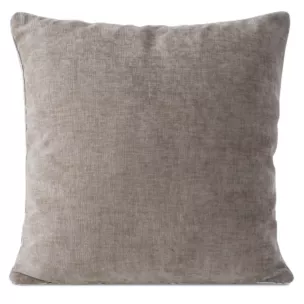 Poszewka na poduszkę 45x45 cm beżowa z szenilowej tkaniny zdobiona lamówką MARY Eurofirany