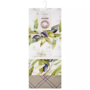 Komplet ściereczek kuchennych  3szt 50x75 cm bawełniany kolor biały,zielony 200 g/m2  OLIVE Eurofirany