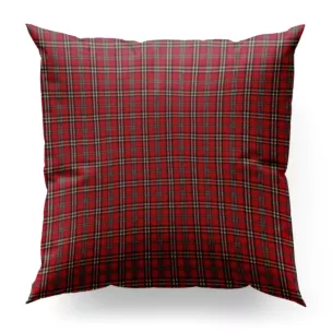 Poszewka na wymiar czerwona z etaminy o geometrycznym wzorze w kratę, z dodatkiem bawełny
