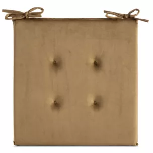 Poduszka na krzesło 40 x 40 x 3 cm welwetowa miodowa z ozdobnym pikowaniem i praktycznymi troczkami GAJA Eurofirany