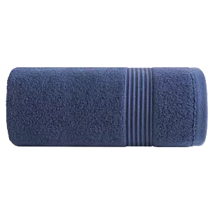 Ręcznik do rąk 30x50 cm bawełniany kolor granatowy 0 twist zdobiony paseczkami 550 g/m2 MOLLY Eurofirany