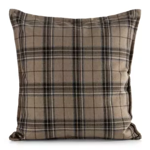 Poszewka na poduszkę 45x45 cm z tkaniny wodoodpornej na taras oraz balkon zdobiona nadrukiem kraty beżowo, brązowa GARDEN Eurofirany