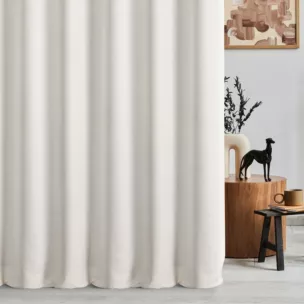 Zasłona szyta na przelotkach naturalna z tkaniny o szenilowej strukturze