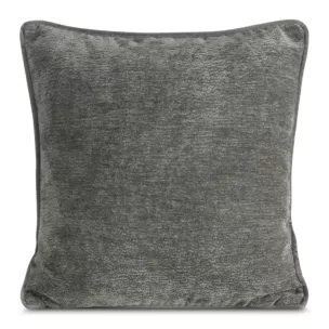 Poszewka na poduszkę 45x45 cm stalowa z szenilowej garbowanej tkaniny i wypustką na brzegach KLARA 03 Eurofirany