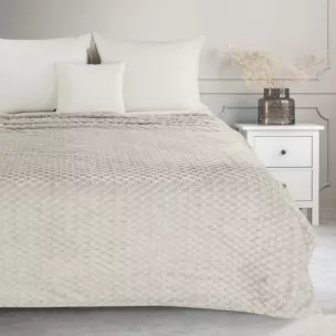 Koc  150x200 cm beżowy bardzo miękki w dotyku z wytłaczanym wzorem 3D CINDY 6 DESIGN 91 Eurofirany
