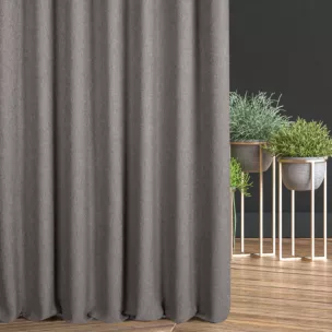 Zasłona szyta na taśmie fala grafitowo niebieska z tkaniny o grubym splocie i efektem melanżu