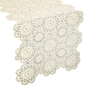 Bieżnik na stół  35x140 cm beżowy zdobiony haftem - IRINA Eurofirany