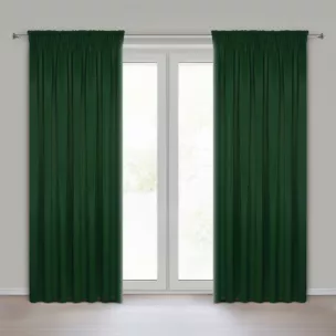 Zasłona zielona z gładkiej tkaniny zaciemniającej typu blackout 135x270 taśma PARISA Design 91 Eurofirany