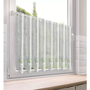 Tkanina firanowa zazdrostka z etaminy zdobiona haftem lawendy Eurofirany